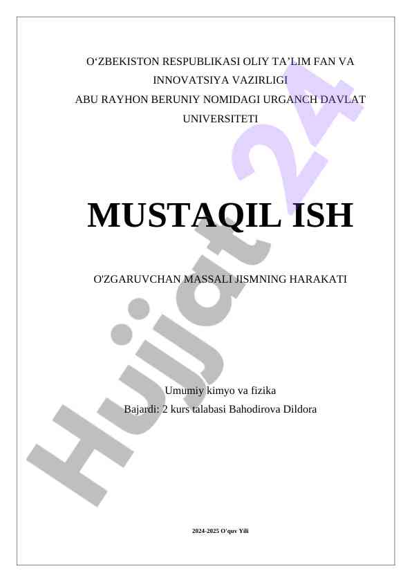O'zgaruvchi Massali Jismning Harakati