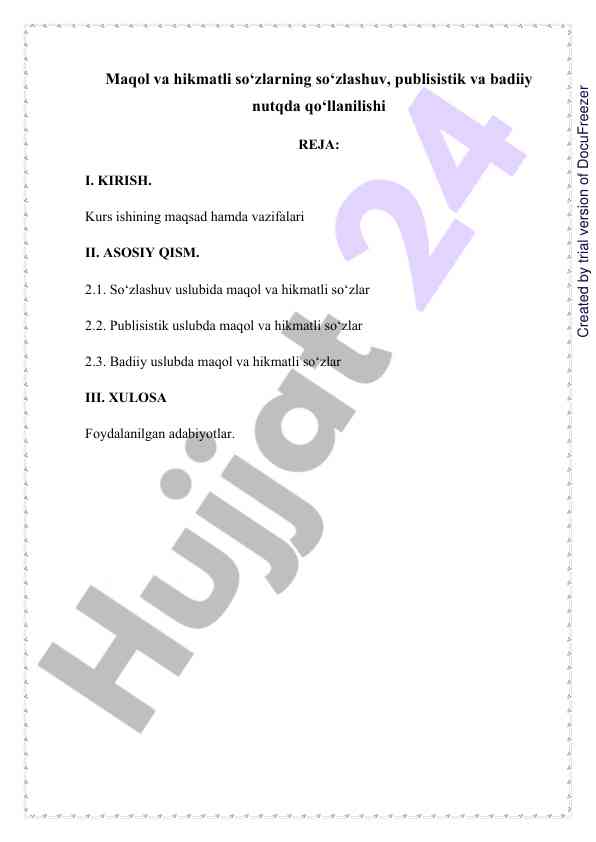 Maqol va hikmatli so‘zlarning qo‘llanilishi