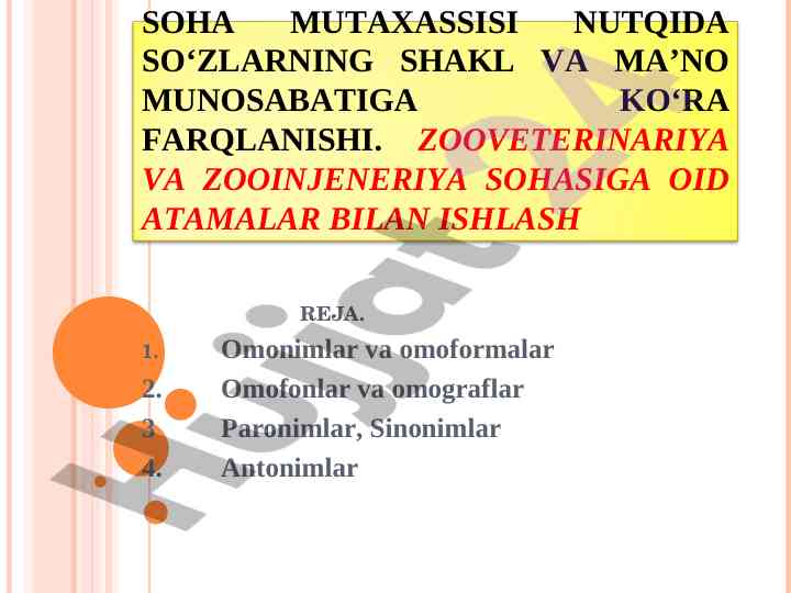 Omonimlar va ularning tahlili