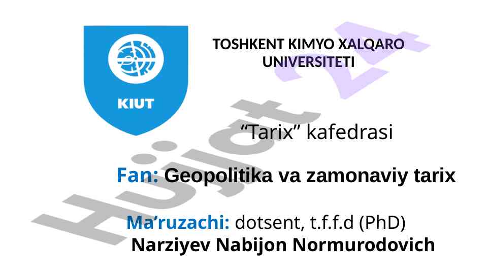Geosiyosat va zamonaviy tarix dars rejasi