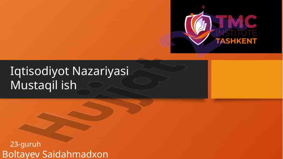 Iqtisodiyot nazariyasi bozor munosabatlari tizimi