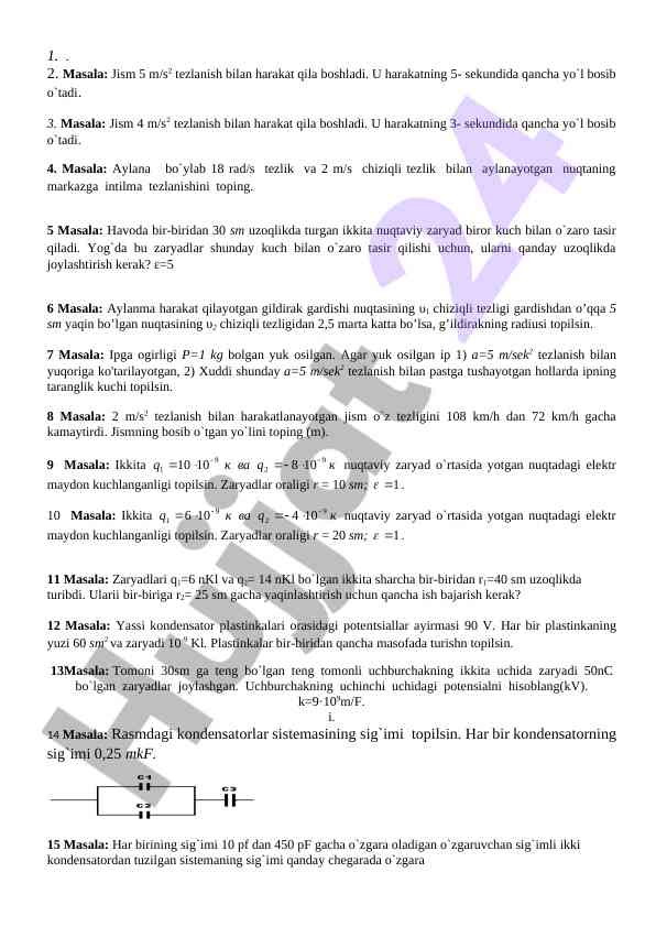 Kinetik harakat masalalari bilan tanishing
