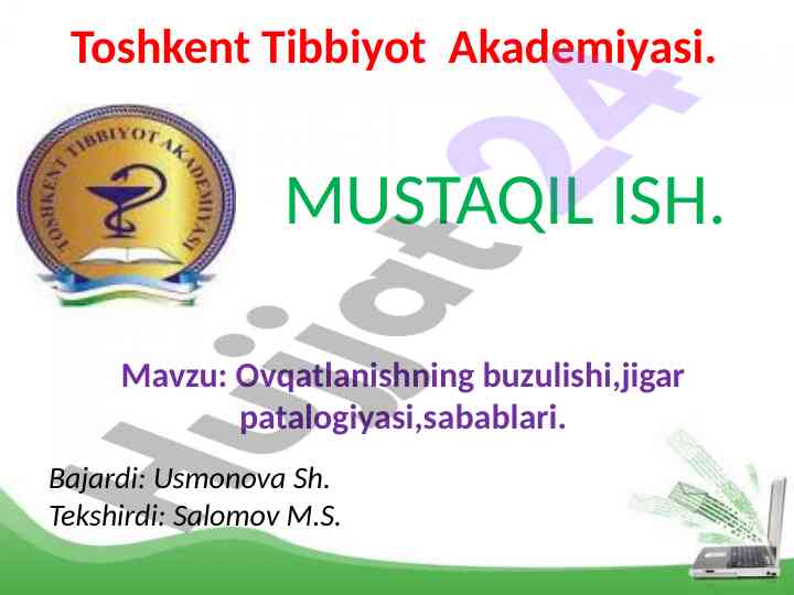 Ovqatlanish buzilishi va jigar patalogiyasi tahlili