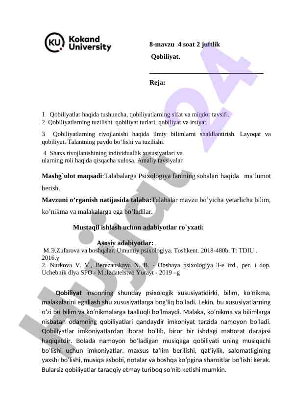 Qobiliyatlar haqida tushuncha va rivojlanish