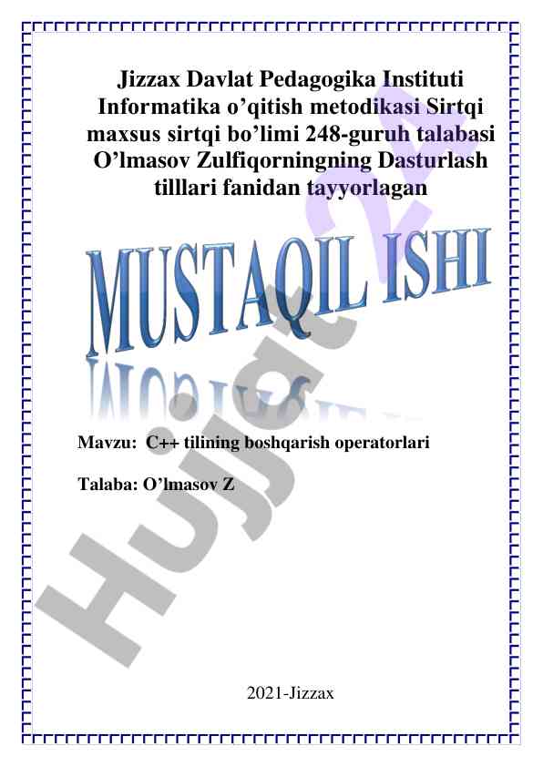 C++ tili boshqarish operatorlari ta'rifi va tahlili