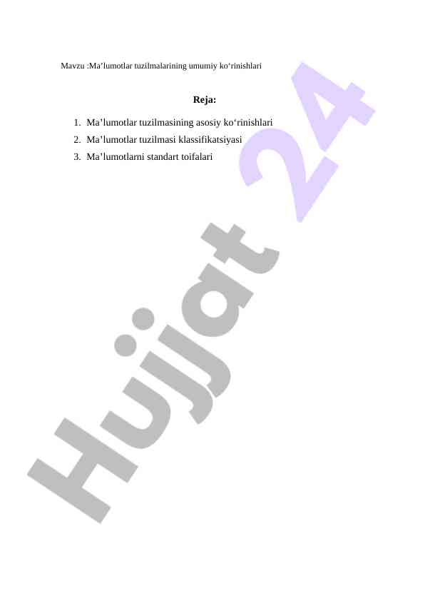 Ma’lumotlar tuzilmalarining umumiy ko‘rinishlari