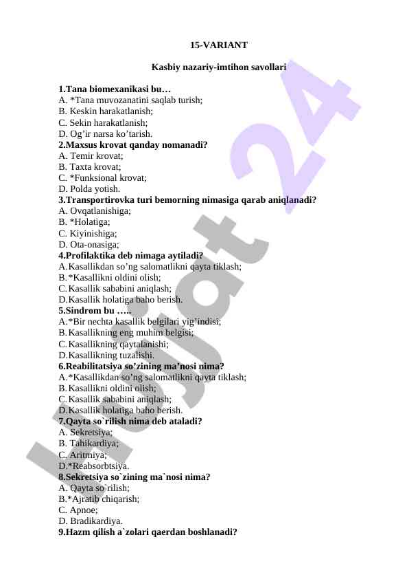 15-variant kasbiy nazariy-imtihon savollari