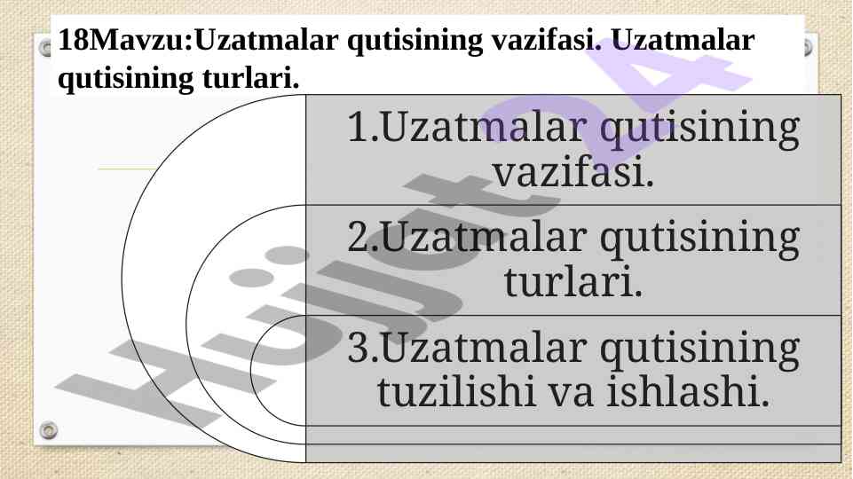 Uzatmalar qutisi turlari va vazifalari