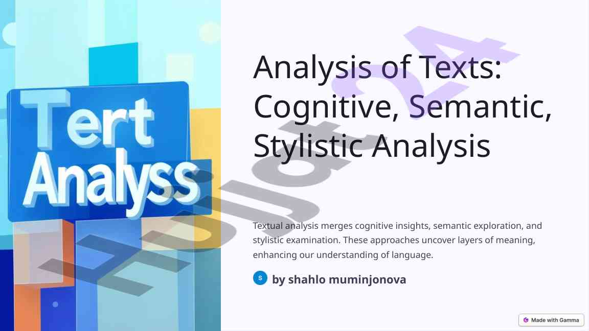 Cognitive semantic and stylistic text analysis