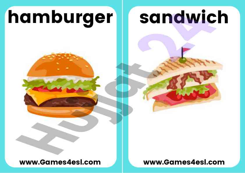Popular food items vocabulary for esl learners