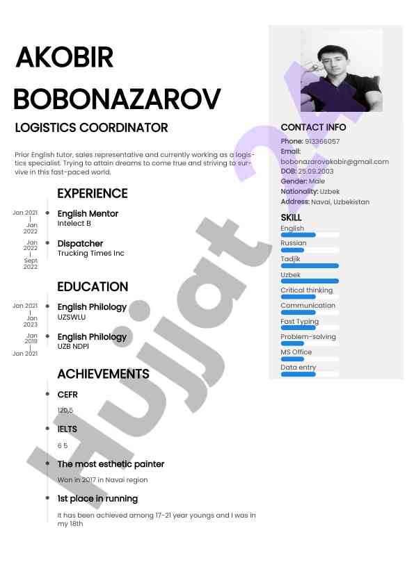Logistics specialist skills and achievements overview