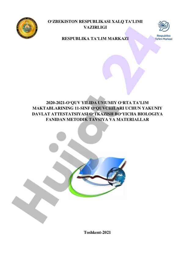 Biologiya fani uchun metodik tavsiyalar 2021