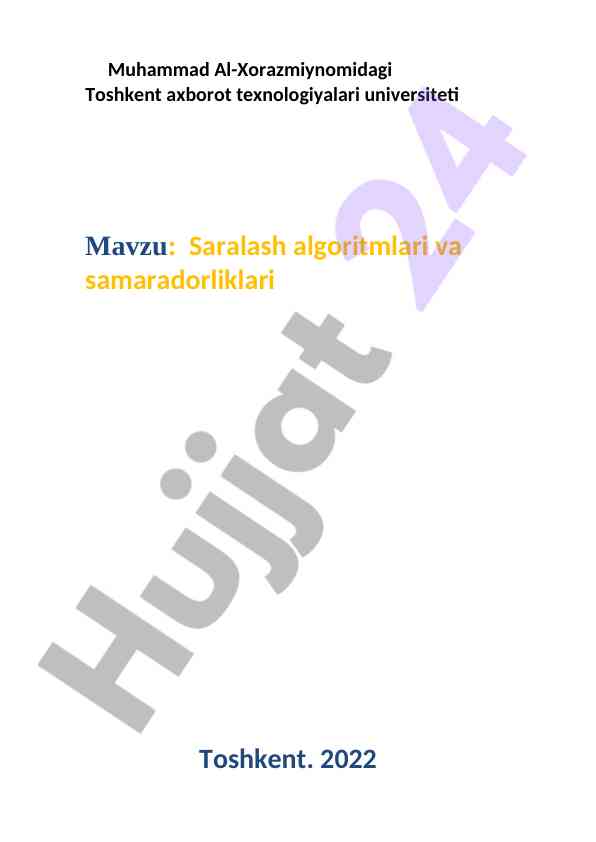 Saralash algoritmlari va samaradorliklari