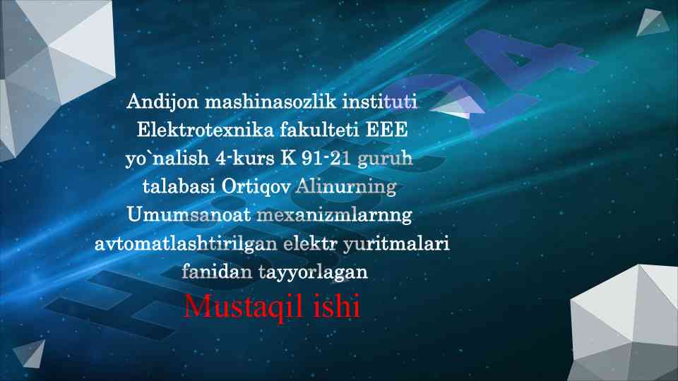 Kran harakatlanish mexanizmlarining elektr yuritmalari