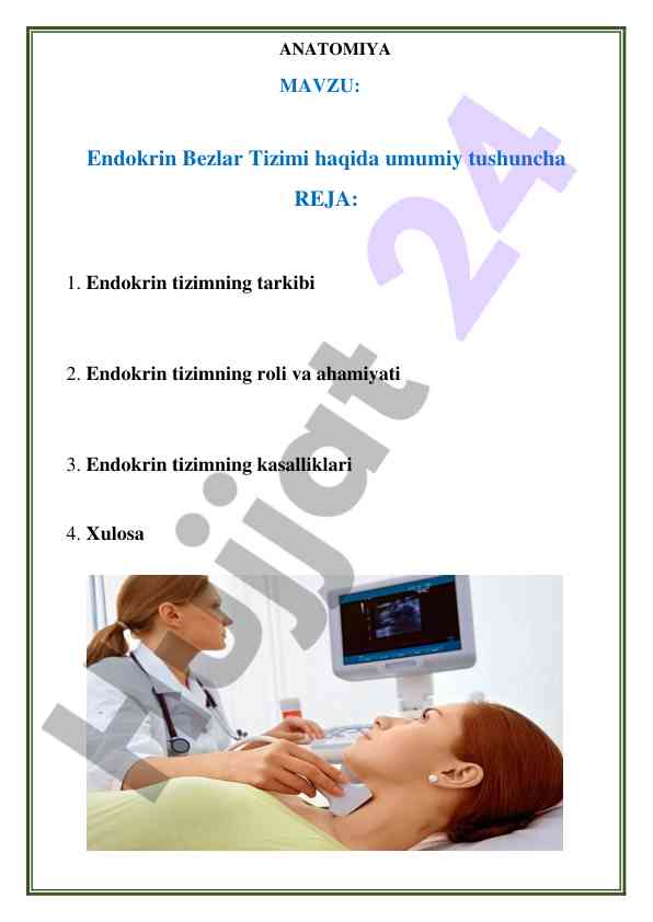 Endokrin bezlar tizimi haqida umumiy tushuncha