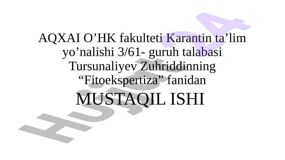 Fitoekspertiza va introduksion karantin qoidalari