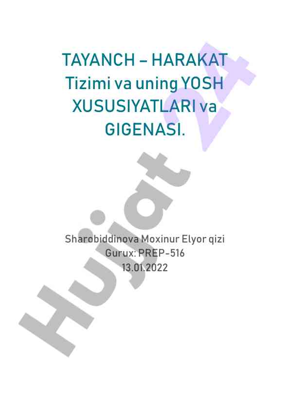 Tayanch-harakat tizimi va yosh xususiyatlari