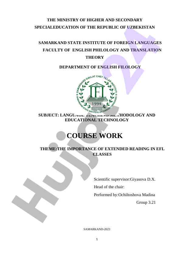 Extended readingning efl darslaridagi muhimligi