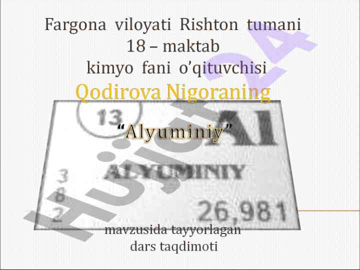 Atom tuzilishi va alyuminiyning xossalari