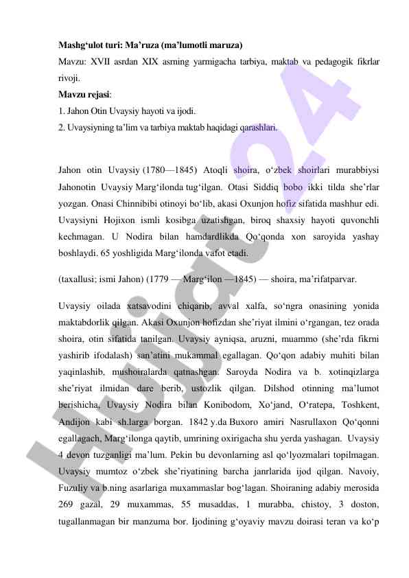 Xvii asrdan xix asrgacha tarbiya va pedagogik fikrlar