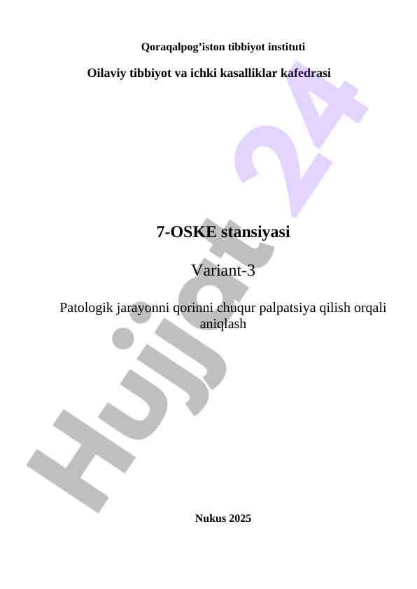 Patologik jarayonni qorinni chuqur palpatsiya bilan aniqlash