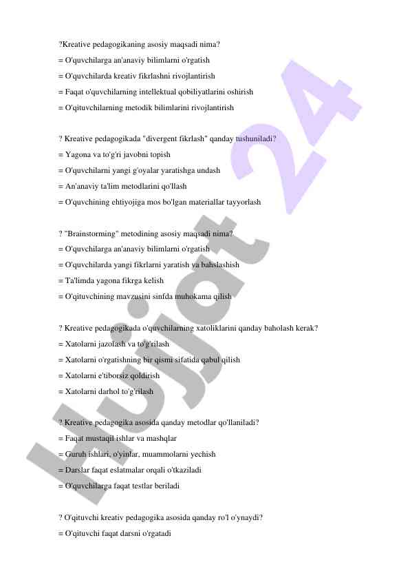 Kreative pedagogika asoslari va metodlari