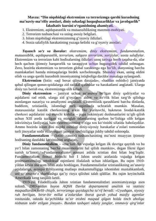 Din niqobidagi ekstremizm va terrorizmga qarshi kurash