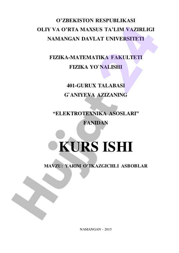 Yarim o'tkazgichli asboblar kurs ishtiroki