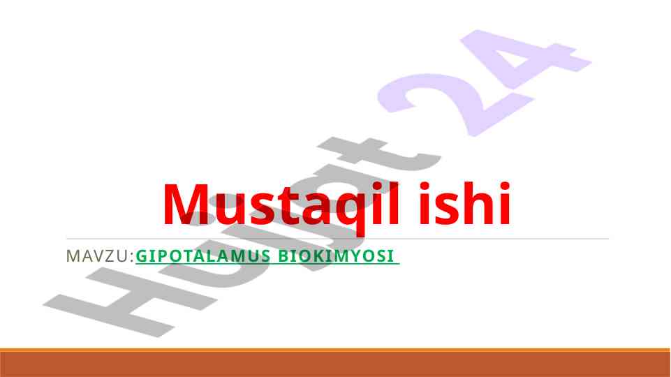 Gipotalamus biokimyosi tugallangan mustaqil ish