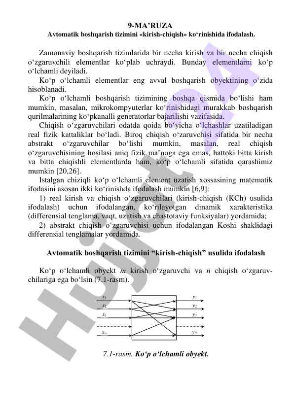 Avtomatik boshqarish tizimlari asoslari
