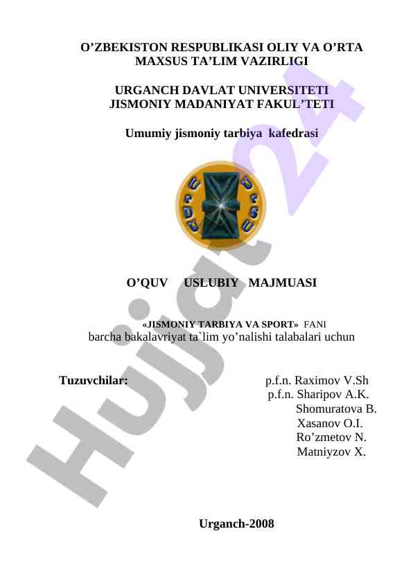 Jismoniy tarbiya va sport fani uslubiy majmuasi