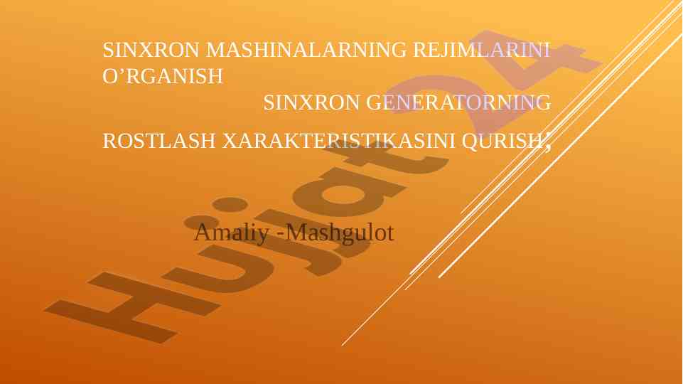 Sinxron mashinalarning rejimlarini o'rgatish
