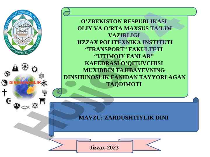 Zardushtiylik dini taqdimoti 2023