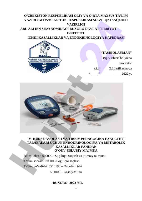 Endokrinologiya va metabolik kasalliklar o‘quv-qo‘llanmasi