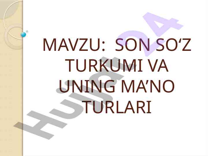 Son so‘z turkumi va uning ma’no turlari