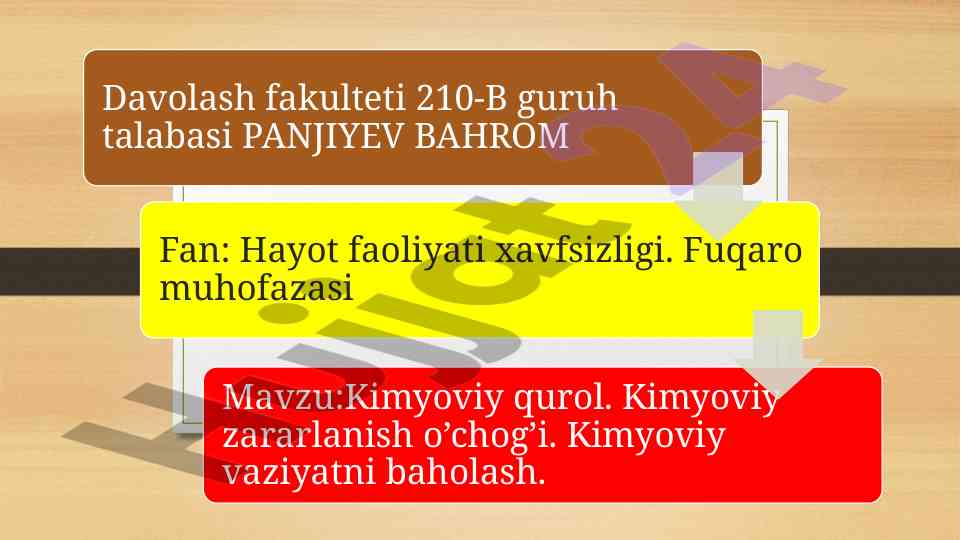 Kimyoviy qurollar va ularning ta'siri