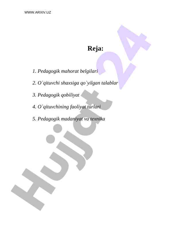 O'qituvchi Pedagogik Mahoratlari
