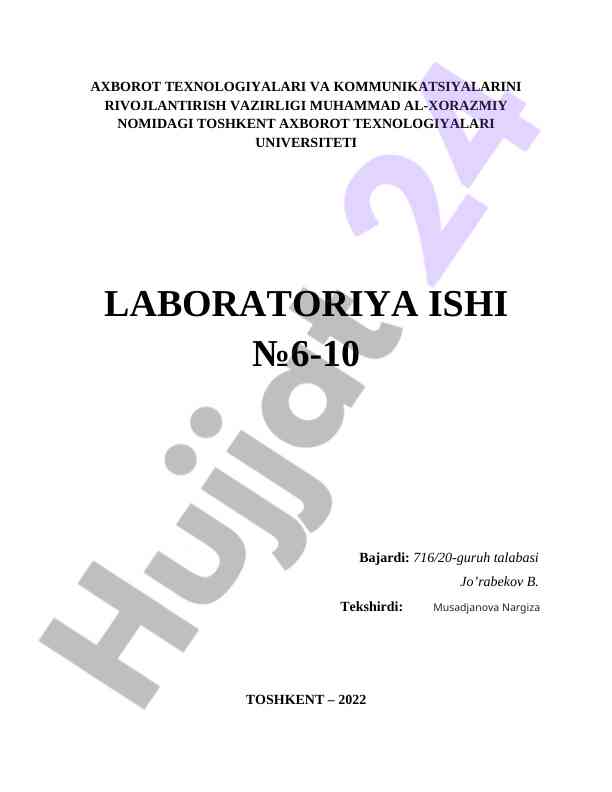 Axborot texnologiyalari laboratoriya ishi №6-10