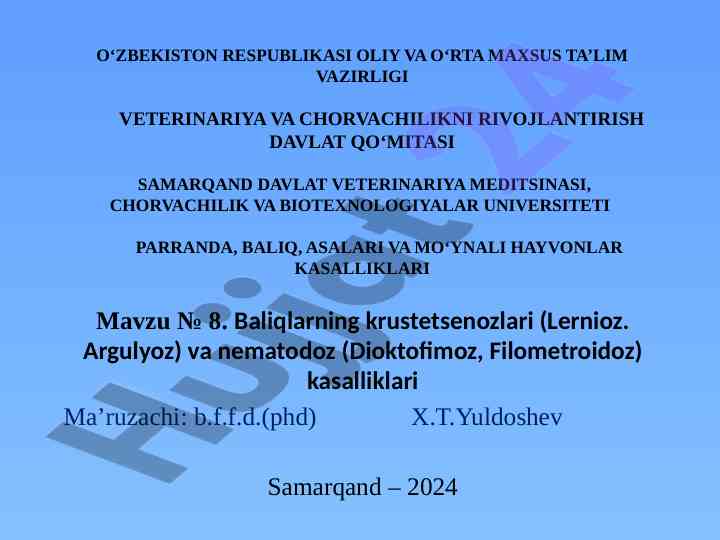 Baliqlarning kasalliklari haqida ilmiy maqola