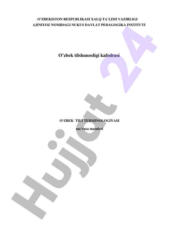 O‘zbek tili terminologiyasi haqida ma’ruzalar