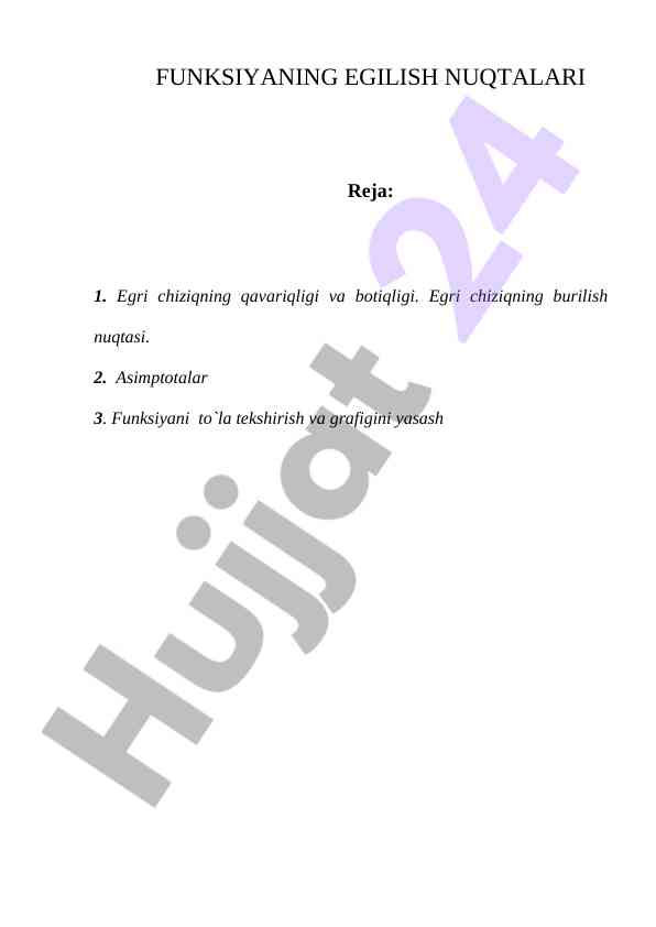 Funktsiyaning egilish nuqtalari va qavariqligi