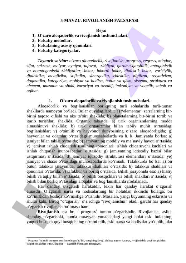 Rivojlanish falsafasi va uning asosiy tushunchalari