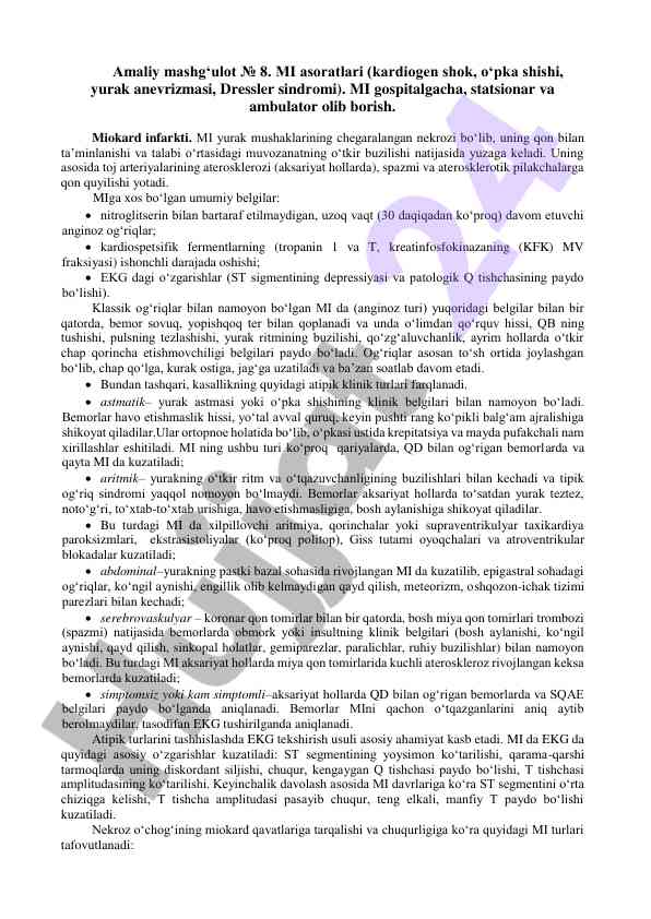 Mi asoratlari va ularning klinik xususiyatlari