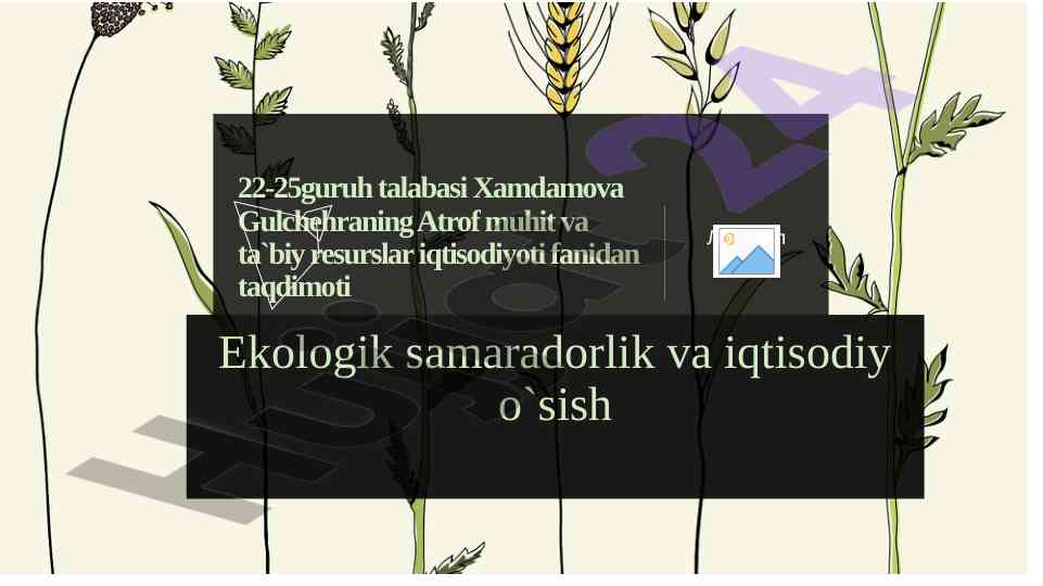 Ekologik samaradorlik va iqtisodiy o‘sish taqdimoti