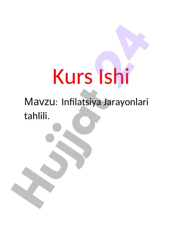 Infilatsiya jarayonlari tahlili