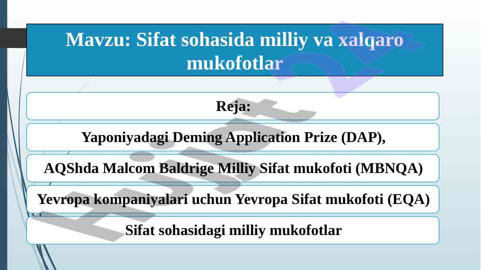 Sifat mukofotlari: milliy va xalqaro tajribalar
