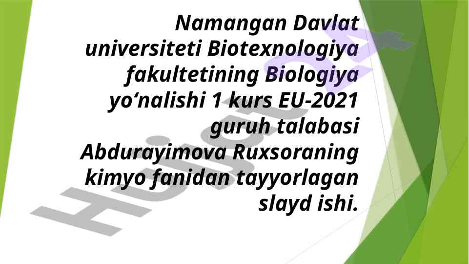 Kataliz nazariyalari slayd ishlari topshiriqi