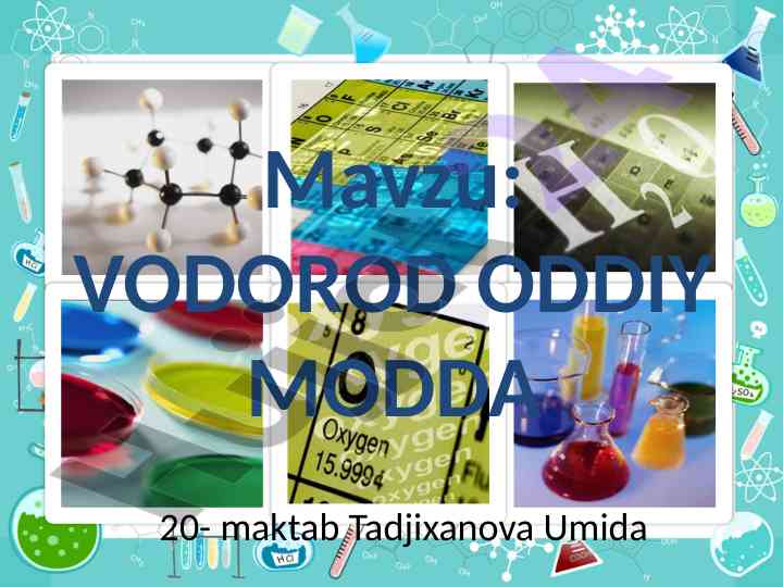 Vodorod oddiy modda va uni o‘rganish zhurnal