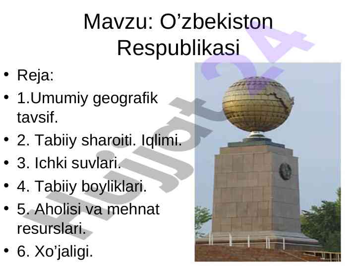 O’zbekiston respublikasi geografik tavsifi