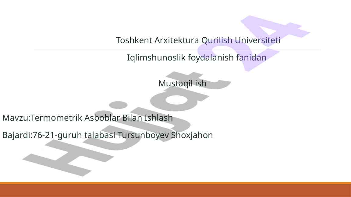 Termometrik asboblar bilan ishlash